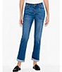Color:Atlantic - Image 1 - Stretch Denim Straight-Leg Mid Rise Rolled Cuff Girlfriend Jeans