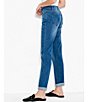 Color:Atlantic - Image 4 - Stretch Denim Straight-Leg Mid Rise Rolled Cuff Girlfriend Jeans