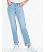 Color:Breeze - Image 1 - Stretch Denim Straight-Leg Mid Rise Rolled Cuff Girlfriend Jeans