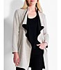 Color:Beechwood - Image 1 - Stretch Ponte Knit Long Sleeve Pocketed Lounge Around Draped Front Jacket