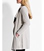 Color:Beechwood - Image 3 - Stretch Ponte Knit Long Sleeve Pocketed Lounge Around Draped Front Jacket