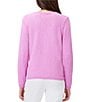 Color:Pink Lotus - Image 2 - Textured Cotton Cord Knit Soft V-Neck Long Sleeve Sweater