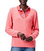 Color:Coral - Image 1 - Textured Cotton Cord Knit Soft V-Neck Long Sleeve Sweater