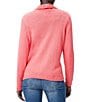 Color:Coral - Image 2 - Textured Cotton Cord Knit Soft V-Neck Long Sleeve Sweater