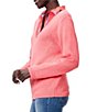 Color:Coral - Image 4 - Textured Cotton Cord Knit Soft V-Neck Long Sleeve Sweater