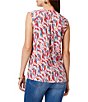 Color:Neutral Multi - Image 2 - Woven Coral Waves Split V-Neck Sleeveless Live In Top