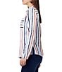 Color:Cream Multi - Image 3 - Woven Painted Stripe Point Collar Long Sleeve Patch Pocket Shirt
