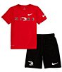 Color:University Red - Image 1 - Nike 3BRAND by Russell Wilson Big Boys 8-20 Short Sleeve Wordmark T-Shirt & Short Set