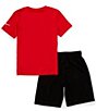 Color:University Red - Image 2 - Nike 3BRAND by Russell Wilson Big Boys 8-20 Short Sleeve Wordmark T-Shirt & Short Set
