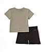 Color:Black - Image 2 - Baby Boys 12-24 Months Short Sleeve Swoosh Jersey T-Shirt & Microfiber Shorts Set