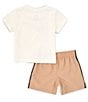 Color:Hemp - Image 2 - Baby Boys 12-24 Months Short Sleeve Swoosh Jersey T-Shirt & Microfiber Shorts Set