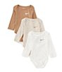 Color:Pale Ivory - Image 1 - Baby Essentials Long Sleeve 3-Pack Bodysuits