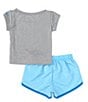 Color:Grey/Soft Yellow - Image 3 - Baby Girls 12-24 Months Short Sleeve All Day Play T-Shirt & Sprinter Shorts Set