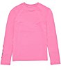 Color:Playful Pink - Image 2 - Big Girls 7-16 Long Sleeve Charms Rashguard T-Shirt