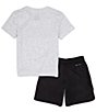 Color:Black - Image 2 - Little Boys 2T-7 Short Sleeve Nike Branded Logo Knit T-Shirt & Woven Shorts Set