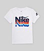 Color:White - Image 1 - Little Boys 2T-7 Short Sleeve Retro Fader T-Shirt