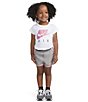 Color:Atmosphere Grey - Image 6 - Little Girls 2T-6X Nike Tempo Shorts