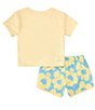 Color:Aquarius Blue/Soft Yellow - Image 3 - Little Girls 2T-6X Short Sleeve Floral Sprint Short 2-Piece Set