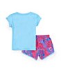 Color:Playful Pink - Image 2 - Little Girls 2T-6X Short Sleeve Logo T-Shirt & Printed Shorts Set