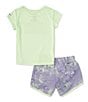 Color:Barely Grape - Image 3 - Little Girls 2T-6X Short Sleeve Logo T-Shirt & Printed Shorts Set