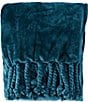 Color:Deep Teal - Image 1 - Layla Plush Fringed Throw Blanket