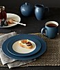 Color:Blue - Image 2 - Colorwave Coupe Rimmed Matte & Glossy Stoneware Dinner Plate