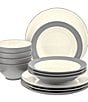 Color:Grey - Image 4 - Colorwave Slate Collection 12-Piece Coupe Set, Service For 4