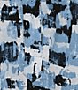 Color:Blue/Black Tile - Image 4 - Plus Size Geometric Print Split Round Neck Long Sleeve Coordinating Knit Sleep Top