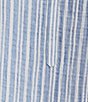 Color:Blue Stripe - Image 4 - Plus Size Woven Striped Cap Sleeve Split Round Neck Coordinating Sleep Top