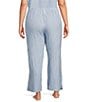 Color:Blue Stripe - Image 2 - Plus Size Woven Stripped Drawstring Tie Coordinating Sleep Pant