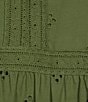 Color:Olive Moss - Image 3 - by Westbound Petite Size Short Sleeve V-Neck Eyelet Detail Scalloped Hem Short Dress