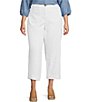 Color:White - Image 1 - by Westbound Plus Size Patch Pocket Mid Rise Wide Leg Crop Pants