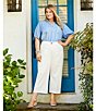 Color:White - Image 6 - by Westbound Plus Size Patch Pocket Mid Rise Wide Leg Crop Pants