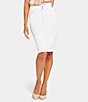 Color:Optic White - Image 1 - Hollywood High Waisted 4-Pocket Style Pencil Denim Skirt