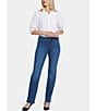 Color:Presidio - Image 4 - Marilyn Stitching Straight Leg High Waisted Jeans