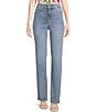 Color:Haley - Image 1 - Marilyn Stitching Straight Leg High Waisted Jeans