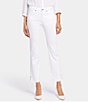 Color:Optic White - Image 1 - Petite Size Sheri Riveted Side Slit Hem Slim Straight Ankle Jeans