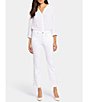 Color:Optic White - Image 4 - Petite Size Sheri Riveted Side Slit Hem Slim Straight Ankle Jeans