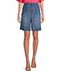 Color:Corfu - Image 1 - Pleated High Rise Wide Leg Relaxed Fit Bermuda Shorts
