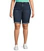 Color:Gold Coast - Image 1 - Plus Size Briella Stretch Denim Roll Cuff Shorts