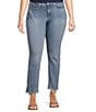 Color:Haley - Image 1 - Plus Size Sheri Slim Tonal Stitch High Rise 5-Pocket Slim Leg Ankle Jeans