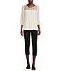 Color:Black - Image 3 - Stretch Denim High Rise Slim-Leg Chloe Capri Jeans