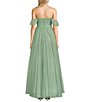 Color:Sage/Silver - Image 2 - Of-The-Shoulder Ruched Bodice Long Dress