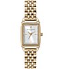 Color:Gold - Image 1 - Rectangle Quartz Analog White Dial Gold Stainless Steel Bracelet Watch