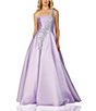Color:Lavender - Image 1 - One Shoulder Beaded Strap Ball Gown
