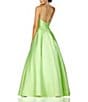 Color:Lime - Image 2 - One Shoulder Beaded Strap Ball Gown