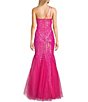 Color:Bright Fuchsia Iridescent - Image 2 - One Shoulder Sequin Mermaid Gown