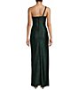 Color:Black/Green - Image 2 - One Shoulder Pleated Side Long Dress