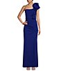 Color:Royal - Image 1 - One Shoulder Ruffle Ruched Side Slit Long Dress