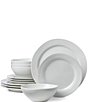 Color:White - Image 1 - Ridge 12-Piece Dinnerware Set